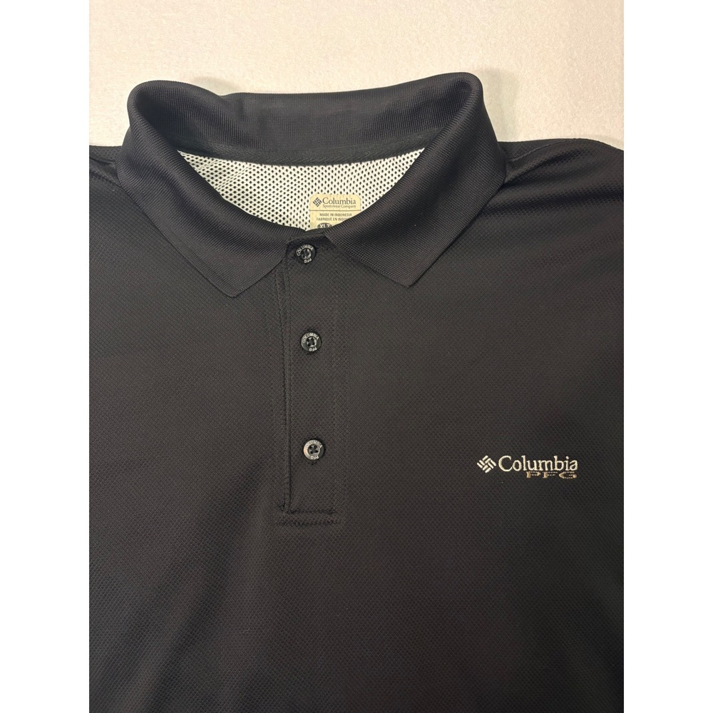 Columbia PFG Mens XLT Tall Black Polo Shirt Short Sleeve Omni-Shade Fishing Gear